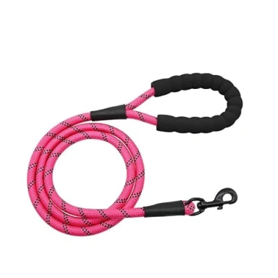 Image of Kbeltah Dog Lead with Soft Padded and Anti Slip Comfortable Rope Handle, 1.5M Strong Leads, Highly Reflective Leash for Puppy, Medium Large Dogs pink