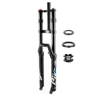 Image of 26/27.5/29 Inch Travel 130mm MTB Air Suspension Fork 1 1/8&quot; Straight Tube QR 9mm Double Shoulder Manual Lockout Ultralight Mountain Bike Front Forks (Color : Black, Size 29 inch)