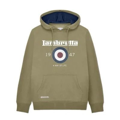 Image of Lambretta Mens Target Pullover Hooded Sweatshirt Hoodie Khaki M