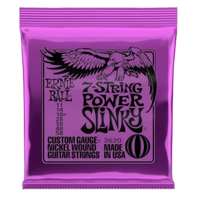Image of Ernie Ball Power Slinky 7 String Nickel Wound Electric Guitar Strings 11 58 Gauge