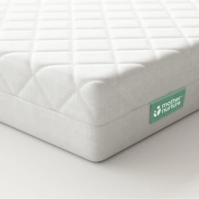 Image of Mother Nurture Classic Eco Fibre Cot Bed Mattress Reversible, Water Resistant, Baby Mattress, Firm &amp; Supportive, Hypoallergenic Easy Clean Quilted Cover, White, BSI Tested Size 120 x 60 5cm
