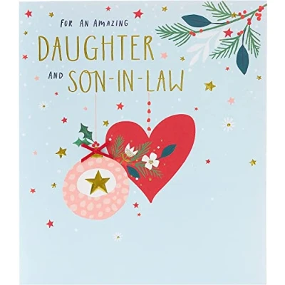 Image of UK Greetings Daughter and Son in Law Christmas Card to for from Mum/Dad, Multi (670907 0 1)