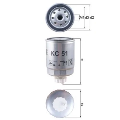 Image of 631201720 Fuel Filter MAHLE ORIGINAL KC 51 Spin on PEUGEOT: 106 I Hatchback, 205 II Hatchback