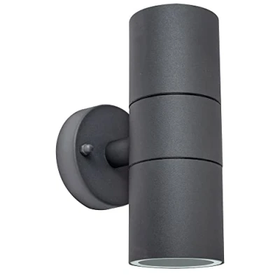 Image of Luceco Exterior Decorative Up and Down Fixed Wall Light, Slate Grey Stainless Steel, GU10, IP54 Rated (LEXDSSUDG 01)