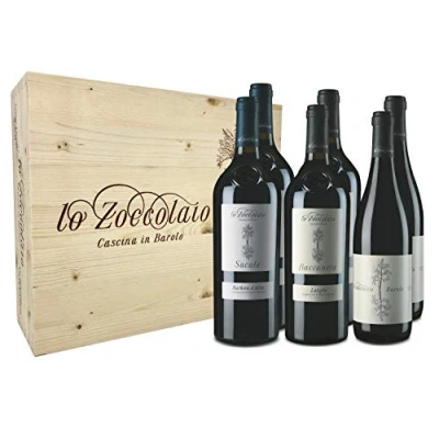Image of Lo Zoccolaio 2 Langhe Rosso Baccanera + Barbera d&#039;Alba Suculè Barolo DOCG Italian Wine in wood case Luxury Red Gifts for Women Mum 6x750 ml