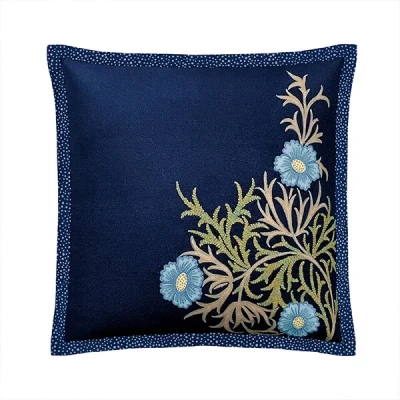 Image of Morris &amp; Co Seaweed Cushion 50cm x Cobalt Thyme