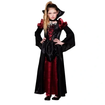 Image of Boland 78107 königin Costume Girl Queen of The Vampires (Size 7 9 Years), Unisex, Black/Red