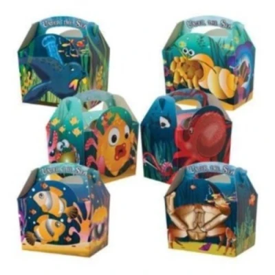 Image of MustBeBonkers 10 Party Boxes Themed Character Loot Treat Box plus FREE Paper Bags (Under the Sea)