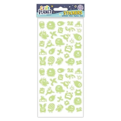 Image of Small Glow in The Dark Monster Alien Labels Stickers for Kids Craft and Decoration