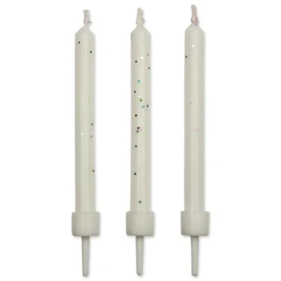 Image of PME White Glitter Candles, 10 Pack,0.5 x 0.5 6.2 cm