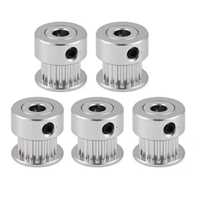 Image of Richer R 3D Printer Timing Pulley, 2GT 5mm / 8mm 20T Aluminum Alloy Gear Synchronous Belt Pulley Glossy Surface Appearance Robust Structure Printer(5Pcs)(5mm)