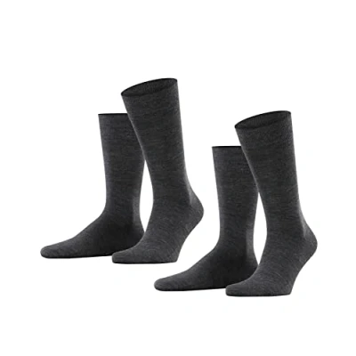Image of ESPRIT Men&#039;s Basic Wool 2 Pack M SO Cotton Plain Pairs Socks, Grey (Anthracite Melange 3080), 8.5 11