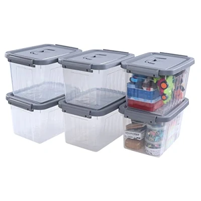 Image of Fosly Plastic Storage Boxes with Lids, 6 Pack Liter Boxes, F