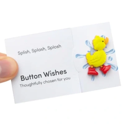 Image of Splish, Splash, Splosh Duck Button Wishes Sew On Token Cracker Filler