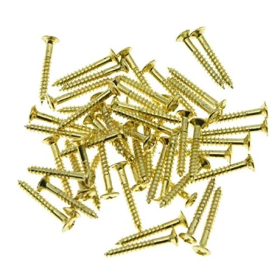 Image of Pack of 50 Guitar Humbucker Pickup Ring Mounting Screws Frame Surround for Les Paul SG Gold
