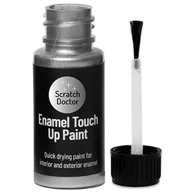 Image of Scratch Doctor Enamel Touch Up Paint 15ml Easy and Quick Drying Suitable for Kitchen Appliances, Bathroom, Metal, Radiator, Fridge, Shower, Sink (Silver)