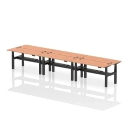 Image of Air B2B 1600x600mm Height Adjustable 6P Bench Desk CP Beech/Black