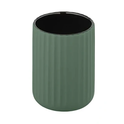 Image of WENKO Belluno Ceramic Toothbrush Beaker Green