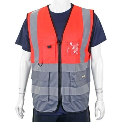 Image of Two Tone Executive Waistcoat Red/Grey Large