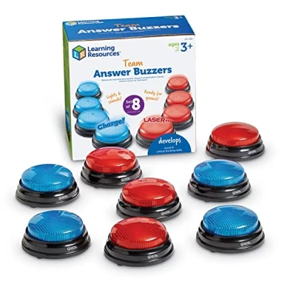 Image of Learning Resources Team Answer Buzzers, 4 Red &amp; Blue 2 Different Sounds, Fun For Classroom Home Game Play, Ages 3+