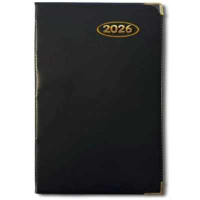 Image of 2025 Pocket Week To View Padded Diary Metal Corner Case bound Home And Office Use (Black)