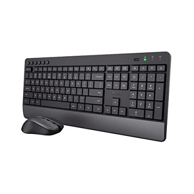 Image of Trust Trezo Wireless Keyboard Mouse Set, NL/US QWERTY Layout, Sustainable Design, Quiet and Ergonomic Combo, 48 Months Battery Life, 2.4 GHz, PC, Laptop