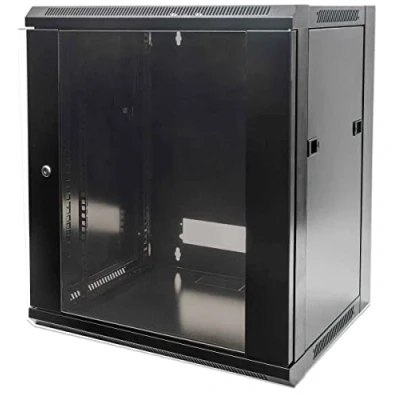 Image of Intellinet Network Cabinet, Wall Mount (Standard), 6U, 450 mm Deep, Black, Flatpack, Max 60 kg, Metal &amp; Glass Door, Back Panel, Removeable Sides, Suitable also for use on a desk or floor, 19 Inch