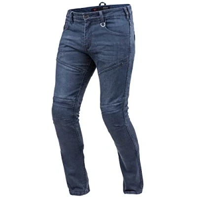 Image of SHIMA Gravel Men&#039;s Motorcycle Jeans Ventilated Skinny Fit Biker Trousers Men with Kevlar Reinforcements, CE Knee and Hip Protectors (Blue, 38)