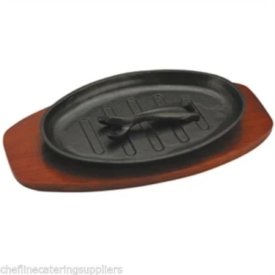 Image of zodiac by chefline 11&quot; x 7&quot; Cast Iron Sizzle Platter for Food, Mixed Grill, Meat, Veg, Pub, Starter
