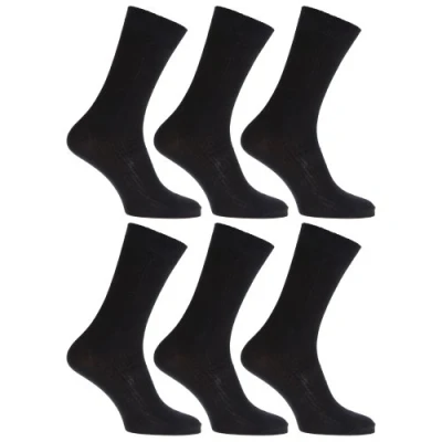 Image of Mens Anti Bacterial Bamboo Super Soft Work/Casual Non Elastic Top Socks (Pack Of 6) (UK Shoe 6 11, EUR 39 45) (Black)