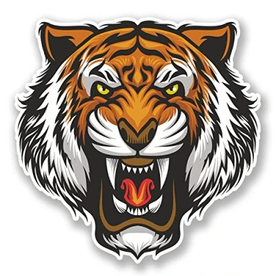Image of 2 x 15cm Angry Tiger Vinyl Sticker Laptop Tablet Car Bike Lion Cat Animal #6680 (15cm 15cm)