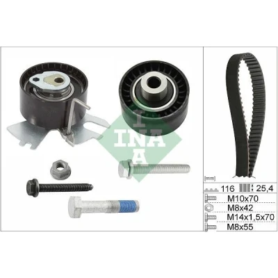 Image of SU001A0151 Timing belt kit INA 530 0558 10 116 FORD: FOCUS 3, KUGA 2, MONDEO 4, PEUGEOT: 3008 I, 308 I Hatchback, 508 SW, CITROËN: C5 III Estate