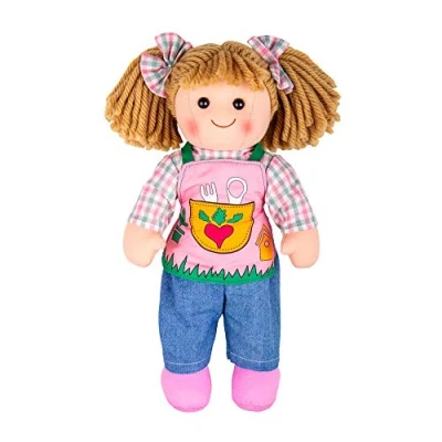 Image of Bigjigs Toys Elsie Rag Doll Medium Ragdoll, Soft Dolls for 1 Year Olds, Ideal First Doll, Baby Toys, Plush Boy Toddler and