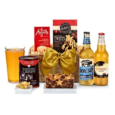 Image of Clarendon Cider Hamper Classic Gift Set with Somerset &amp; Cotswold Cider, Luxury Shortbread, Puff Pastry Twists, Fruit Cake Gifts for Birthdays and Celebrations, from Regency Hampers