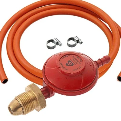 Image of Propane Gas Regulator with 1m of Hose and 2 x Clips 37 mbar Pressure for POL type Calor LPG bottles