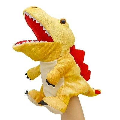 Image of lilizzhoumax Simulation Stegosaurus Hand Puppet Plush Toy, Stuffed Animal Dinosaur, Cute Role Playing, Child Interactive Early Education Toys Home Decoration Toys, Gift for Kids