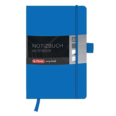 Image of Herlitz A5 Squared My Book Classic Hardcover Notebook with Ribbon and Pen Loop Blue