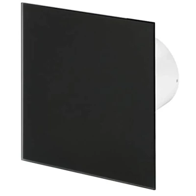 Image of Awenta 125mm Timer Extractor Fan Matte Black Glass Front Panel TRAX Wall Ceiling Ventilation
