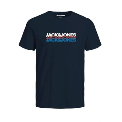 Image of JACK &amp; JONES Men&#039;s Jjcyber Tee Ss Crew Neck T Shirt, Blazer Navy, S