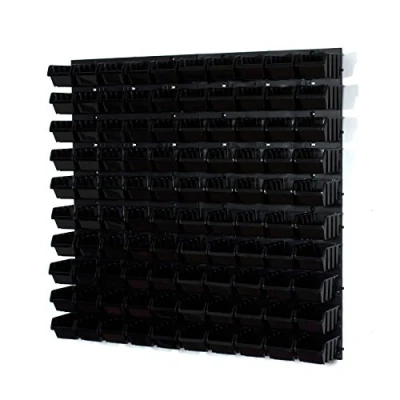 Image of Set of 100 black orange XS size IN Box storage bins louvre