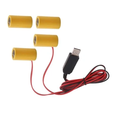 Image of JONbinbkl USB 5V to 3V LR14 C Batteries Eliminators Power Cable for 2pcs 1.5V Toy