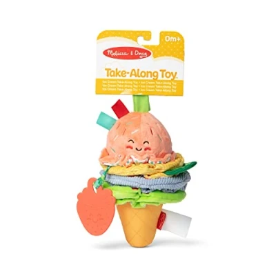 Image of Melissa &amp; Doug Ice Cream Take Along Clip On infant toy with sound and vibration Early development activity toys Soft play food baby 0 months plus girl boy