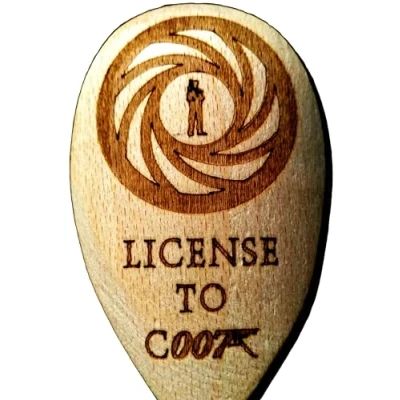 Image of FastCraft JAMES BOND 007 INSPIRED WOODEN BAKING SPOON WOOD KITCHEN COOKING BIRTHDAY PRESENT FAN GIFT