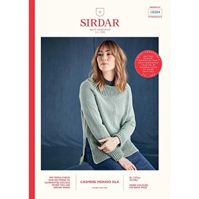 Image of Sirdar Cashmere Merino Silk DK Knitting Pattern 10204 Sweater