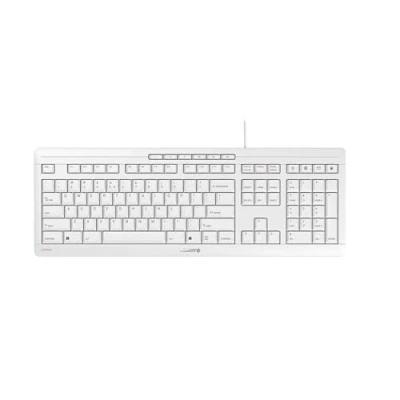 Image of CHERRY STREAM Keyboard, Wired EU Layout (QWERTY), Whisper Quiet Keystrokes, Unique Typing Experience, Flat Design, Grey/White