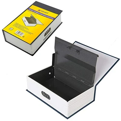 Image of NEW 3 DIGIT COMBINATION PORTABLE BOOK SAFE BOX SAFES MONEY PHONE CARDS COVER METAL SECURITY CASH HOME OFFICE BUSINESS VALUABLES JEWELLERY