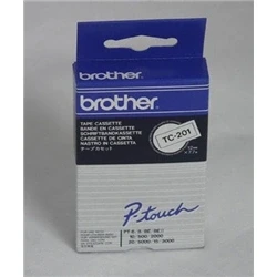 Image of Brother P touch TC 201 12mm x 7.5m White On Black Gloss TC201