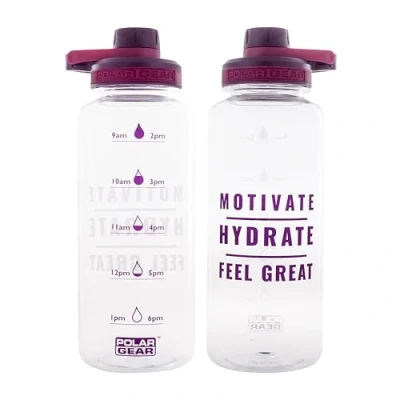 Image of Polar Gear 1.2L Motivational Water Bottle With Straw SK BPA Free Time Markings Running Bottle, Sports Reusable for Work, School, Cycling (Grape)
