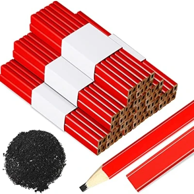 Image of KAHEIGN 72Pcs Flat Carpenter Pencils, 17CM Medium Hard Graphite Lead Natural Wood Cased Pencils for Builders