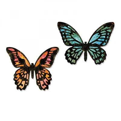 Image of Sizzix Thinlits Die Set 4PK Detailed Butterflies Mini by Tim H, Silver